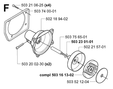 Clutch Diagram and Parts List for 240RBD 20004000001 & Above Husqvarna Trimmer