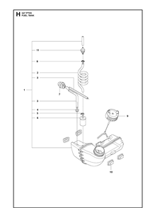Fuel Tank Diagram and Parts List for 327PT5S 20120100001-Current Husqvarna Pole Saw
