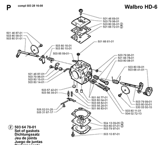 Carburetor Details Diagram and Parts List for 371XP 19960900001-19963500000 Husqvarna Chainsaw