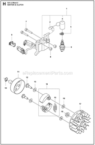 Ignition System And Clutch Diagram and Parts List for 525LSMARKII  Husqvarna Trimmer