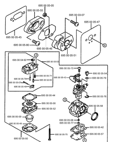 Carburetor Diagram and Parts List for 145BT 1997-05 Husqvarna Leaf Blower / Vacuum