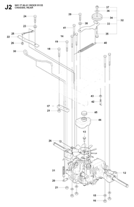 Transmission Diagram and Parts List for R155 (965178601)(2007-03) Husqvarna Lawn Tractor