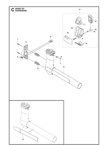 Suspension Diagram and Parts List for 545RXTAT  Husqvarna Brush Cutter