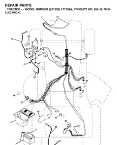 Electrical Diagram and Parts List for LT1238-LT1238A 2000-10 Husqvarna Lawn Tractor