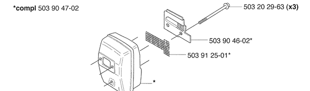Muffler Diagram and Parts List for 235FR 2009-06 Husqvarna Brush Cutter