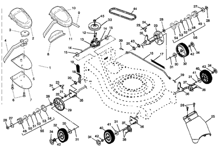 Drive Assembly Diagram and Parts List for 5521RS (954223470-C)(2004-07) Husqvarna Lawn Mower