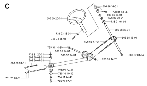 Steering Diagram and Parts List for R11BIO (953519901)(2004-01) Husqvarna Lawn Tractor