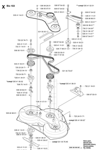 103cm Cutting Deck Diagram and Parts List for PR15 2002-02 Husqvarna Lawn Mower