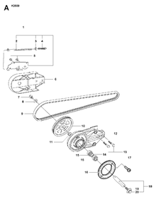 Pulley Diagram and Parts List for K2500 2009-02 Husqvarna Circular Saw