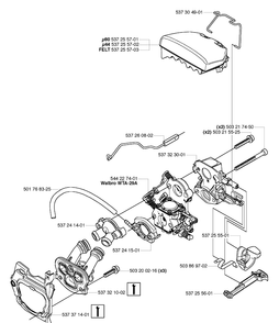 Air Filter / Carburetor Diagram and Parts List for 455E (Rancher)(2006-06) Husqvarna Chainsaw