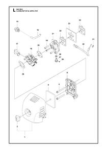 Carburetor And Air Filter Diagram and Parts List for 543RBX 20130500001 - 20154400000 Husqvarna Brush Cutter
