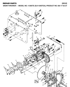 Drive Diagram and Parts List for 1130STE (EU1130STEA)(2004-09) Husqvarna Snow Blower