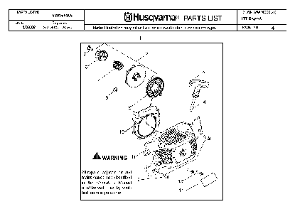 Starter Diagram and Parts List for 137 20082200001 Husqvarna Chainsaw