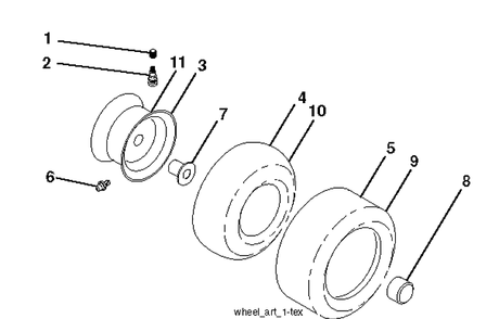 Wheels And Tires Diagram and Parts List for LGT25K54 (96048001200)(2010-12) Husqvarna Lawn Tractor