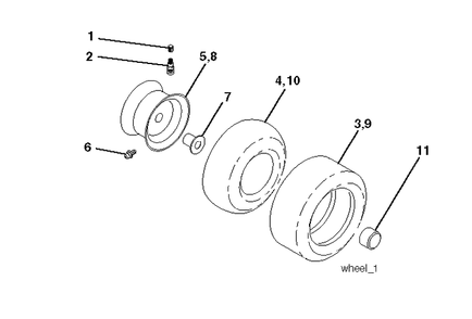 Wheels And Tires Diagram and Parts List for LTH1842 (96041041200)(2017-08) Husqvarna Lawn Tractor