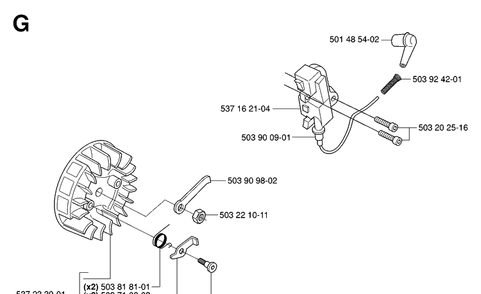 Ignition System Diagram and Parts List for 338XPT 20063600001-Current Husqvarna Chainsaw