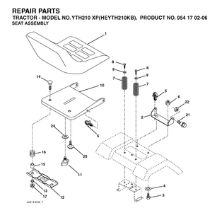 Seat Diagram and Parts List for YTH210XP (HEYTH210KB)(2004-01) Husqvarna Lawn Tractor
