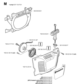Starter Diagram and Parts List for 346XP 20012200001-20032200000 Husqvarna Chainsaw