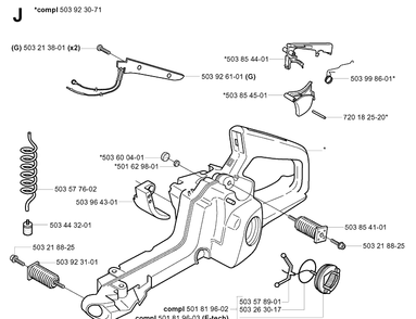Fuel Tank 2 Diagram and Parts List for 357XP 20041800001-20050600000 Husqvarna Chainsaw