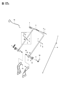 Handle Diagram and Parts List for LB48  Husqvarna Lawn Mower