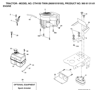Engine Diagram and Parts List for CTH150 (96061018200)(2007-04) Husqvarna Lawn Tractor