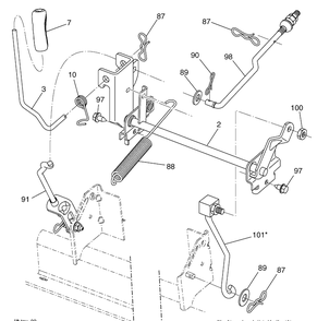 Mower Lift Diagram and Parts List for YTH2042 (96043010601)(2010-02) Husqvarna Lawn Mower