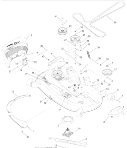46 Inch Deck Diagram and Parts List for RZ5424 (965881301)(2009-01) Husqvarna Lawn Mower