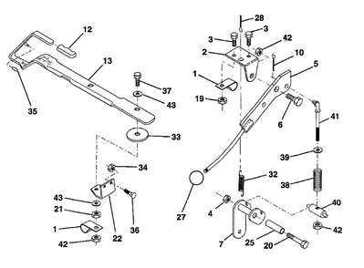 Mower Lift Lever Diagram and Parts List for LR12 (954002701-D)(1996-01) Husqvarna Lawn Tractor