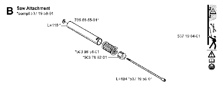 Attachments Diagram and Parts List for 323P4 20042300001-20062700000 Husqvarna Pole Saw