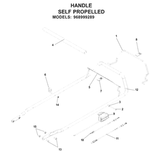 Handle And Controls Diagram and Parts List for W53 (968999289)(2007-03) Husqvarna Lawn Mower
