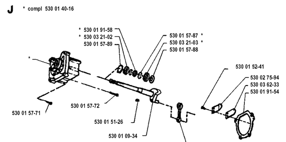 Crankshaft Diagram and Parts List for 26LC 19931800001-Current Husqvarna Edger