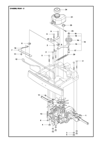 Chassis Rear Diagram and Parts List for R316TXAWD 2022 Husqvarna Lawn Tractor