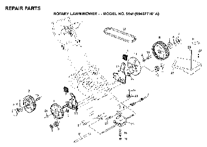 Repair Parts Diagram and Parts List for 56SF (954077101, 532702511)(1995-10) Husqvarna Lawn Mower