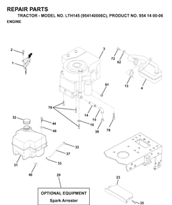 Engine Diagram and Parts List for LTH145 (954140006C)(1998-02) Husqvarna Lawn Tractor