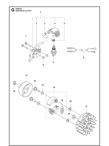 Ignition System And Clutch Diagram and Parts List for 525ECS  Husqvarna Edger
