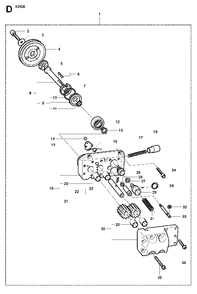 Hydraulic Pump - Motor Diagram and Parts List for K2500 2007-01 Husqvarna Circular Saw