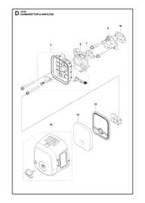 Carburetor And Air Filter Diagram and Parts List for 331R 20191400001 & Above Husqvarna Brush Cutter