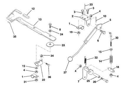 Mower Lift Lever Diagram and Parts List for LR125 (954000522-A)(1992-12) Husqvarna Lawn Tractor