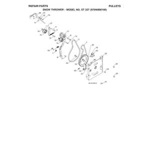Pulleys Diagram and Parts List for ST227-970528702  Husqvarna Snow Blower