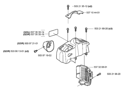 Covers Diagram and Parts List for 323L 2005-03 Husqvarna Trimmer