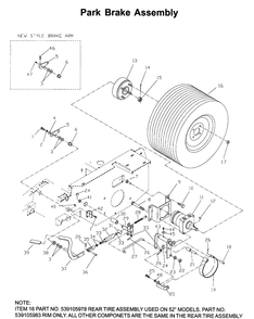 Parking Brake Diagram and Parts List for ZTH6125 (968999186)(2006-04) Husqvarna Lawn Mower