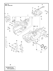 Crankcase Diagram and Parts List for 362  Husqvarna Chainsaw