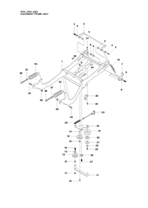 Frame Diagram and Parts List for PF21 (965192401)(2010-07) Husqvarna Lawn Tractor
