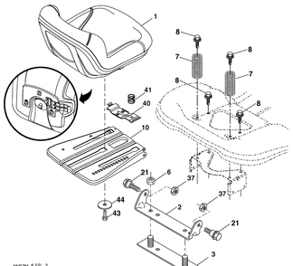 Seat Assembly Diagram and Parts List for YTH2348 (960450022001)(2010-04) Husqvarna Lawn Mower