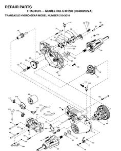 Transmission Diagram and Parts List for GTH200 (954002022A)(1995-05) Husqvarna Lawn Tractor