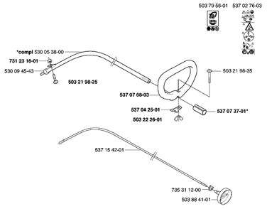 Shaft/Tube/Handle (323 C And 325 C) Diagram and Parts List for 325CX 2002-01 Husqvarna Trimmer