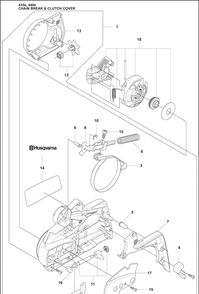 Chain Break And Clutch Cover Diagram and Parts List for 440E 2009-02 Husqvarna Chainsaw