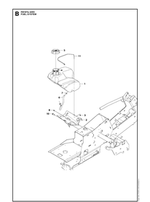 Fuel System Diagram and Parts List for R316TS AWD Husqvarna Lawn Mower
