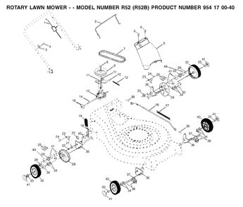 Wheels And Tires Diagram and Parts List for ROYAL52 (954170040-B)(2002-01) Husqvarna Lawn Mower