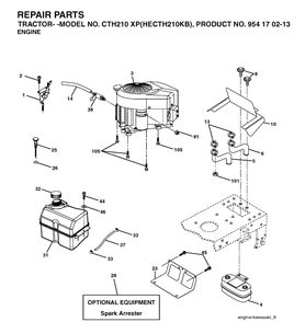 Engine Diagram and Parts List for CTH210XP (HECTH210KB)(2004-01) Husqvarna Lawn Tractor
